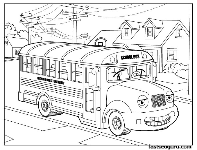 Free printable coloring pages School Bus